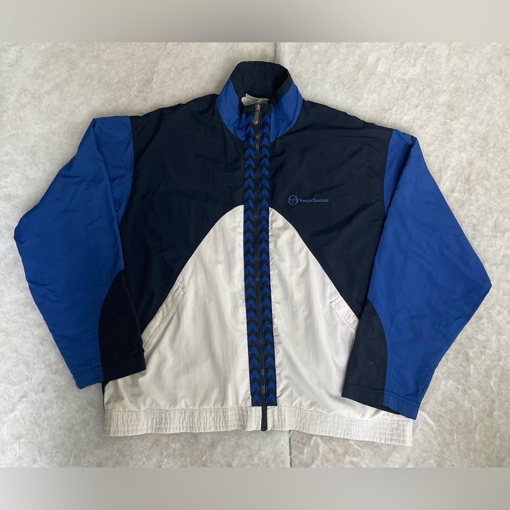 Sergio Tacchini Blue & White Men's Windbreaker Jacket (SKU528)